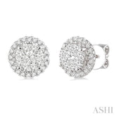1.00 Ctw Lovebright Round Cut Diamond Earrings in 14K White Gold